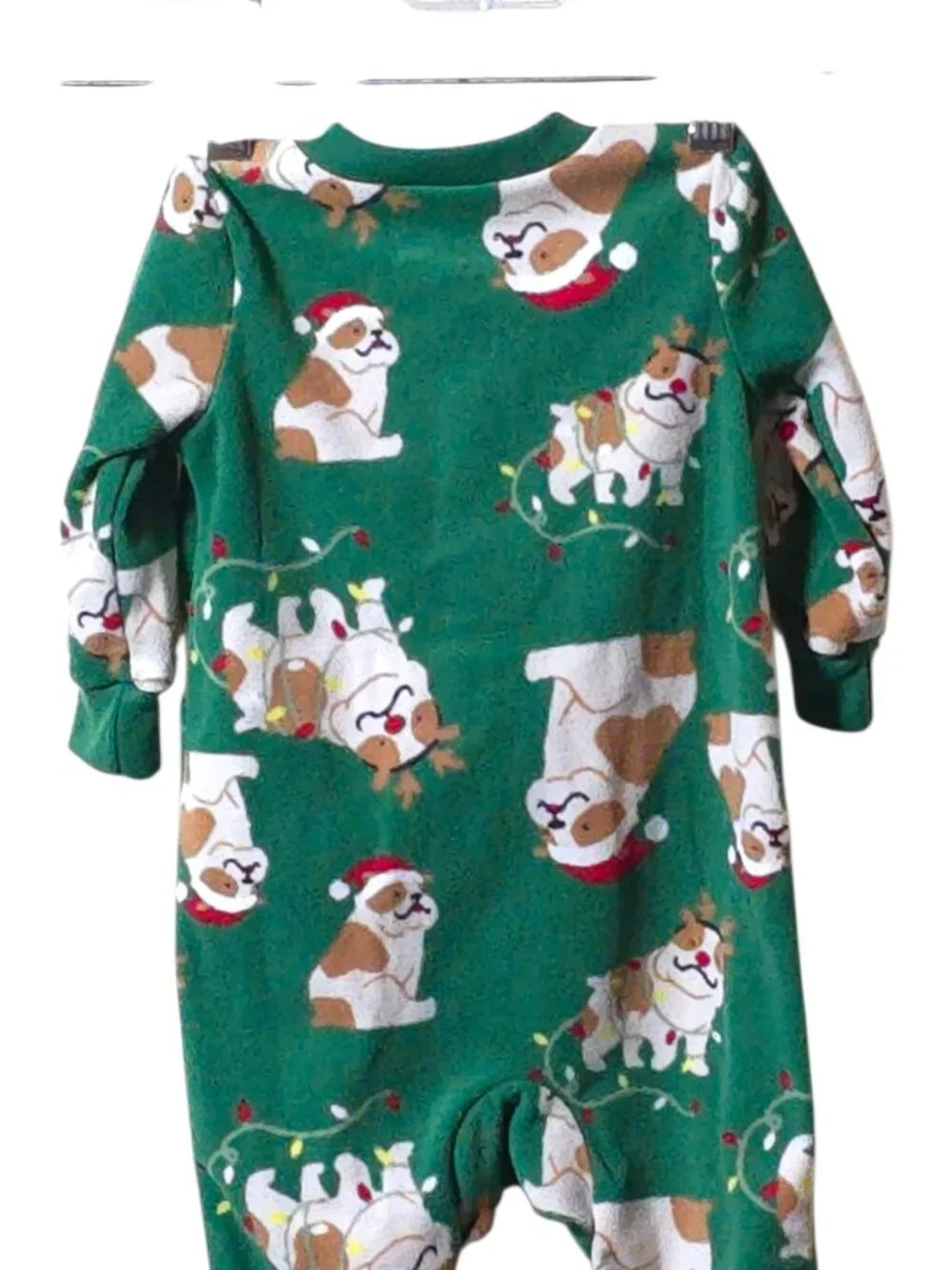 Carter’s Bulldog Christmas Footie Pajamas 3-6M Green Holiday Sleeper Baby